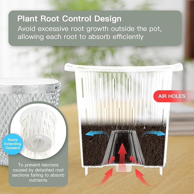 QCQHDU Self Watering Hanging Pots, 2 Pack 5.7 Inch Hanging Planters for Plants Indoor, Flower Pots with Drainage Holes and 3 Hooks Chains for Garden Home (Clear)