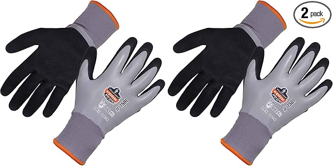Ergodyne ProFlex 7501 Coated Waterproof Winter Work Gloves Gray, Medium, 1 Pair (Pack of 2)