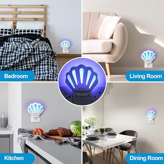 Gnat Traps for House Indoor HU002 Plug-in Fly Trap Indoor, Electric Gnat Killer Indoor Catcher Flying Insect Trap with Night Light UV Attractant Catcher for Bedroom, Kitchen, Office (1 Pack, White)