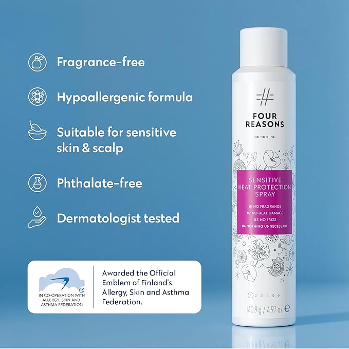 No Nothing Heat Protection Spray for Hair – Fragrance Free, Hypoallergenic Aerosol Hair Heat Protectant Spray, Humidity and Thermal Protector Up to 450°F, Lightweight Shine for All Hair Types, 4.97 oz