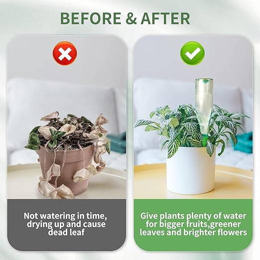 Self Watering Spikes 24 Pcs for Indoor/Outdoor Plants,Self Watering Planter Insert with Adjustable Drip Valve,Auto Vacation Plant Watering Devices,Plants Water System,Self-Watering Stakes (GB24Pcs)