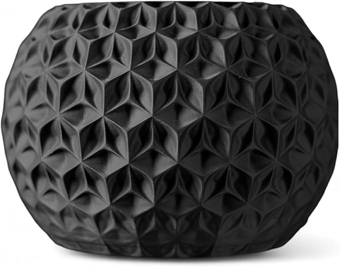 Trinity Sphere Planter – Modern Geometric Plant Pot for Indoor Plants, Succulents, Herbs Decorative Vase for Table, Shelf, Office, Home Decor (Black, Outer Dimensions: Compact 6" Width x 4.5" Height)