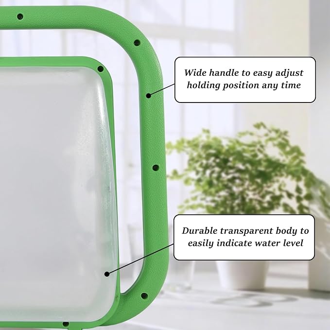 Foldable Transparent Plastic Watering Can 1.6Gal with Spray and Pour Nozzle for Indoor Outdoor Plants,Green