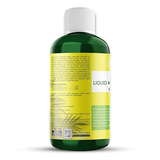 GARDENWISE Organic Seaweed Kelp Liquid Fertilizer for Snake Plant (Sansevieria, Dracaena Trifasciata) - Food and Care for Live Plants (32 OZ)