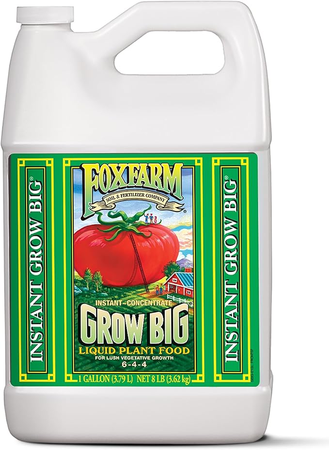 FoxFarm Grow Big Liquid Plant Food - 6-4-4 House Plant Fertilizer for Lush Vegetative Growth, Fast Nutrient Uptake for Roses, Tomatoes & Veggies - Gallon Size Concentrate