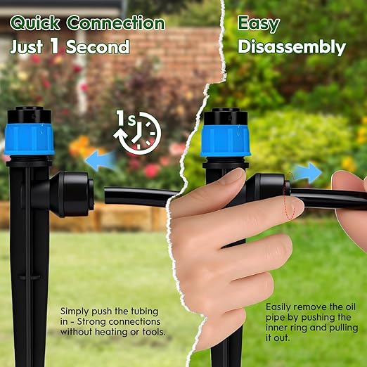 2026-Upgrade Quick-Connect Drip Irrigation System, Garden Irrigation Kit with 2/5" & 1/4" Tubing and Adjustable Nozzles & Sprinklers, Automatic Watering System for Garden, Lawn, Greenhouse