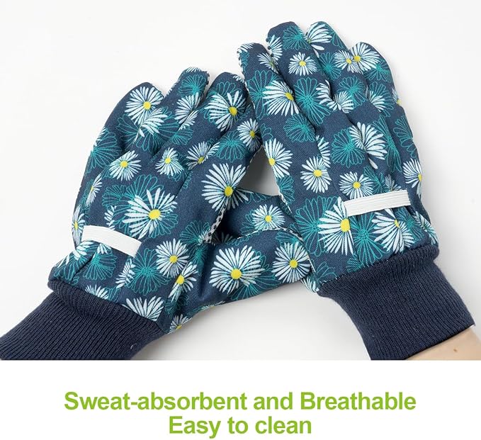 Ainiv Floral Gardening Gloves for Women/Ladies, Non-Slip Garden Work Gloves,Breathable Yard Work Glove Light Working Gloves