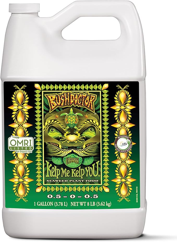 FoxFarm Bush Doctor Kelp Me Kelp You Seaweed Plant Food - 0.5-0-0.5 Liquid Kelp Fertilizer for Gardens, Hydroponic & Drip Irrigation Systems - Nutrient Uptake & Plant Growth - 1 Gallon
