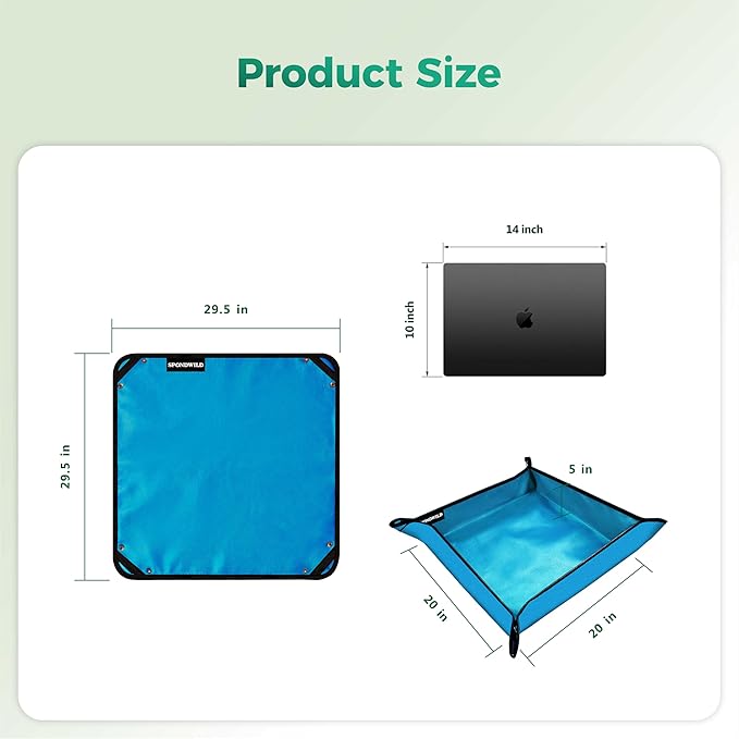 Large Plant Transplanting Mat - Thickened Waterproof Potting Mat, Succulent Gardening Mat, Portable Repotting Mat for Mess Control (PVC-Blue29.5"x 29.5")