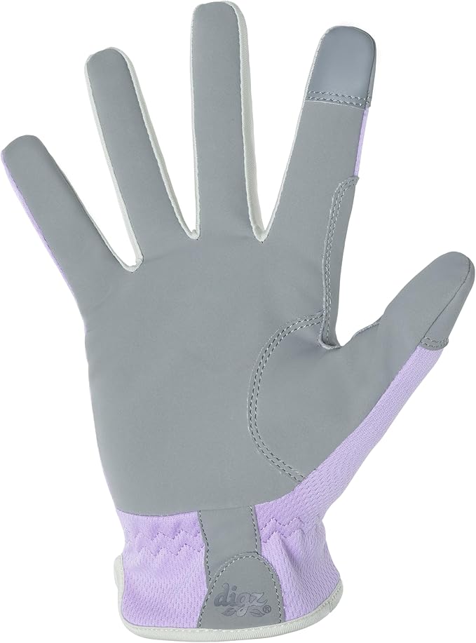 Digz Women's Large Planter Garden Gloves, Lightweight Mesh and Synthetic Leather, Touchscreen, Purple