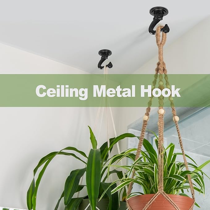 Aidoclip Ceiling Swag Hook Sets - Heavy Duty Hooks with Mounting Hardware for Hanging Plant, Ceiling or Extender Chains - Easy Install with Screws/Brackets
