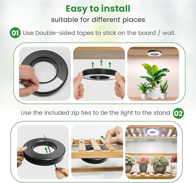 Wiaxulay Ceiling Grow Lights for Indoor Plants, 288 LED Full Spectrum 3.5in Halo Plant Grow Light, 12/3A Under Cabinet Grow Lamp with Auto Timer 6/12/16 Hrs, 3 Lighting Mode, 5 Brightness, Six Head