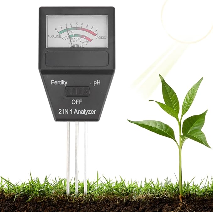 aqxreight 2 in 1 Soil Meter Fertility Tester with 3 Probes ABS Soil Meter Garden Supplies Fit for Home Garden Lawn Farm Indoor and Outdoor Use