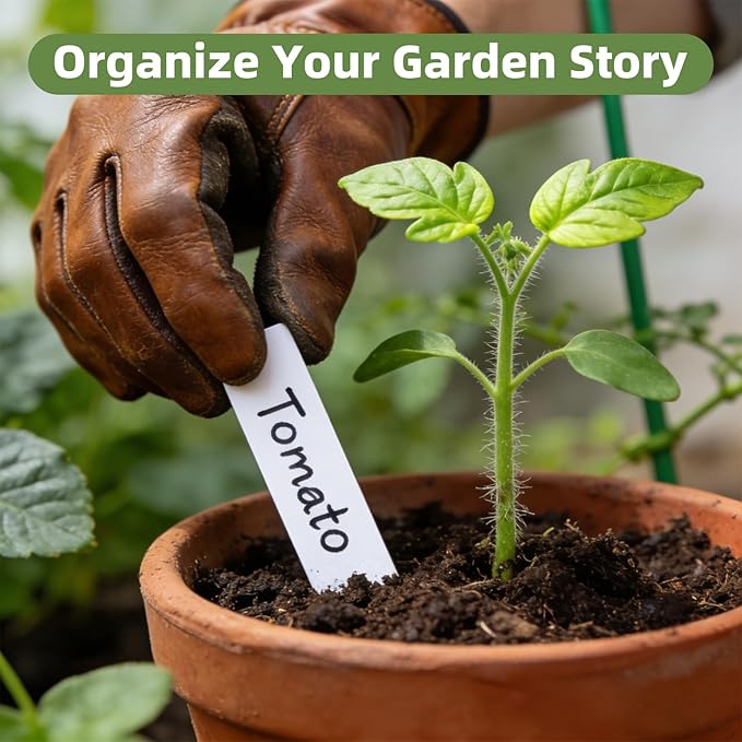 Cleangor 600Pcs Plant Labels with Marker Pen, 4" Plant Tags for Garden Waterproof, Reusable Plastic Plant Markers Garden Labels for Seedlings, Vegetables, Flowers, Gardening Organization Kit