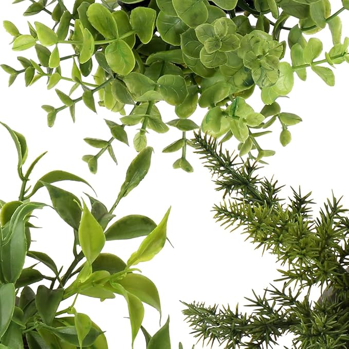 Briful 3PCS Fake Plants Potted Artificial Plants Greenery Faux Fern Eucalyptus Décor Plant for Indoor Home Office Bathroom Harmhouse Decoration