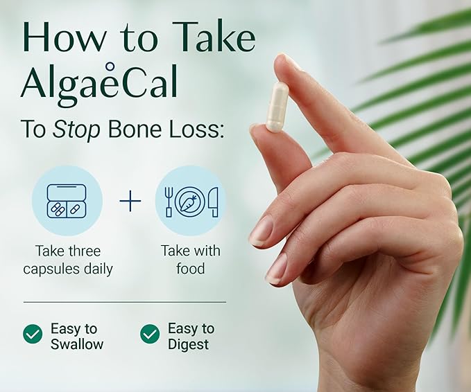 ALGAECAL - Plant Based Calcium Supplement for Women & Men - Organic Calcium 750mg with Vitamin D3 1000 IU, 13 Minerals for Bone Strength, Bone Health Support, 90 Veggie Caps (1 Pack)