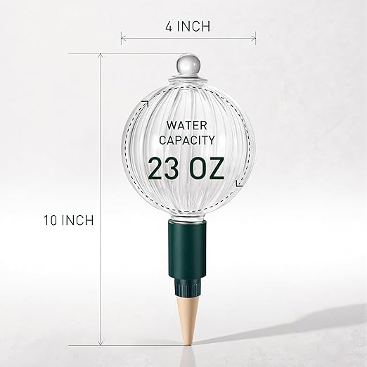 Soilagua 23 oz Extra Large Plant Watering Globes, Top Fill Clear Glass Watering Bulbs with Terracotta Adapter, Slow Release Self Watering for Daily & Vacation Use, Waterer, Planter Insert, 1 Pack