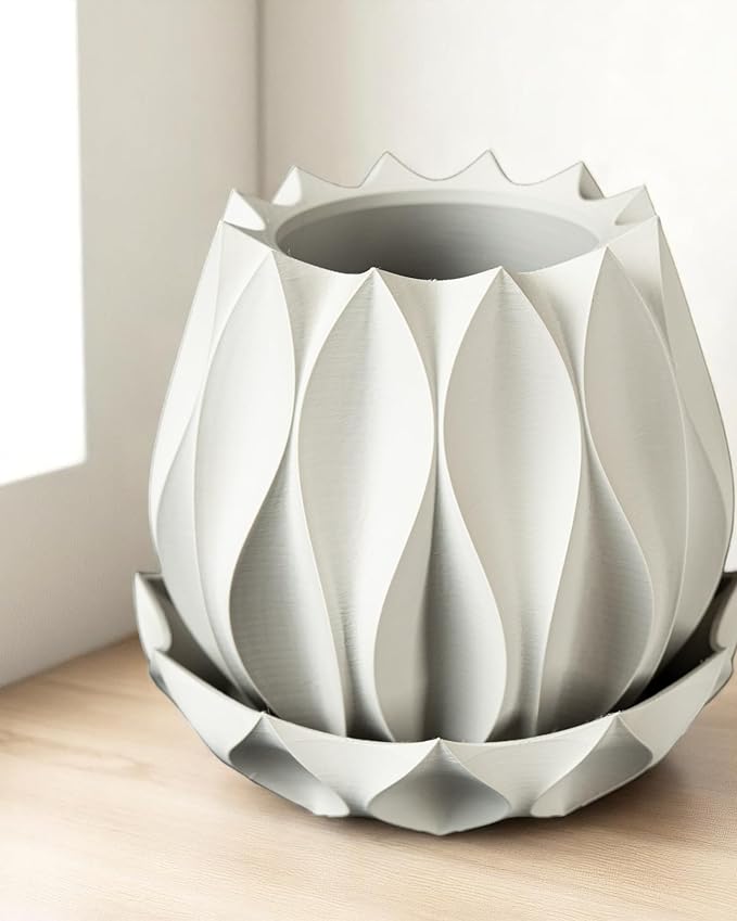 Neo Lotus Planter – Modern Sculptural Pot for Orchids, Succulents & Airplants | Minimalist Indoor Vase for Home, Desk, Shelf or Gift Decor (Pure White, Standard Structure 6" x 6" WH)