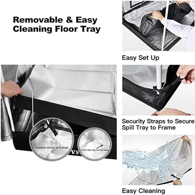 Plant Grow Tent, Home Use Hydroponic Plant Grow Tent with Observation Window and Floor Tray, 80x80x160cm High Density 600D Waterproof Oxford Cloth Grow Tent for Indoor Growing