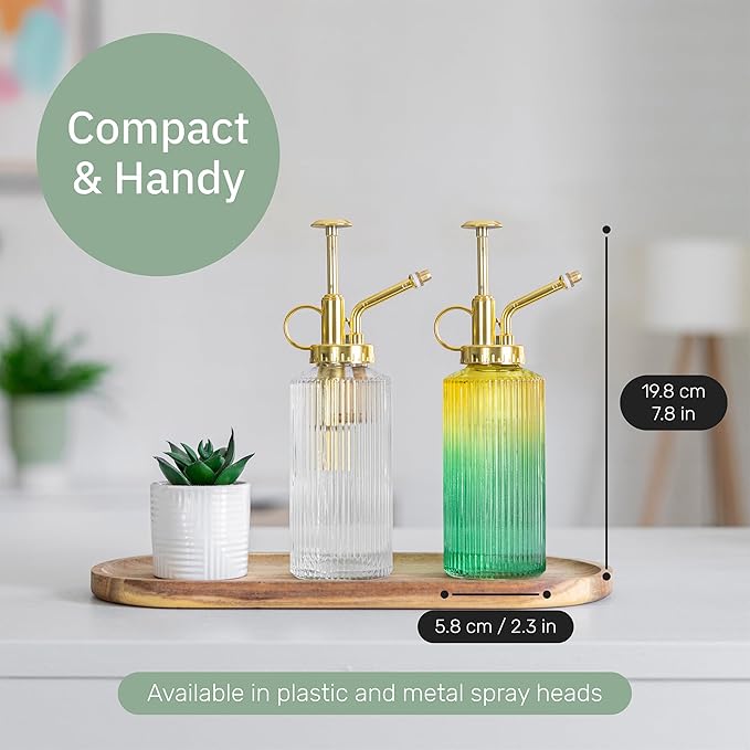 Glass Plant Mister for inside, Mister for Plants, Plant Sprayer Mister, Decorative Plant Mister Spray Bottle with Adjustable Nozzle for indoor plants (230ml/ 7.8oz) - Clear