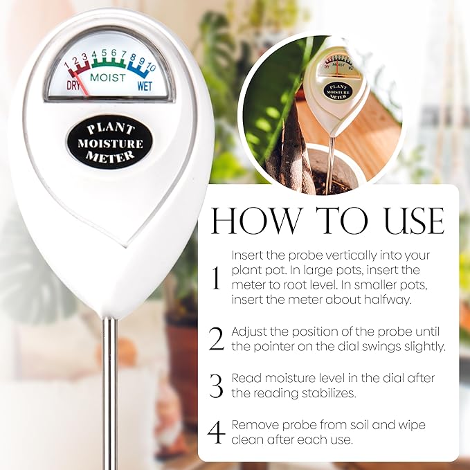 Classy Casita Plant Care Bundle: Sticky Traps, 24-Pack Plant Sticky Traps & Soil Moisture Meter for Indoor & Outdoor Plants w/Plant Watering & Care eBook, White