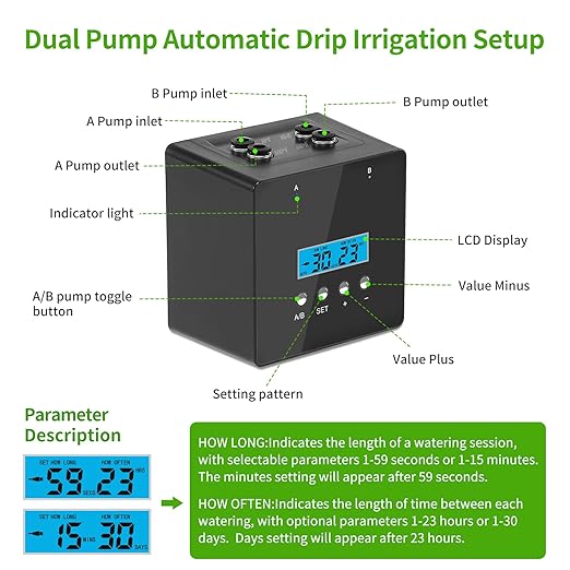 Automatic Watering System for Potted Plants | Indoor Plant Waterer with Programmable Timer, Dual Self-Priming Pumps, Drip Irrigation Kit for Up to 20 Plants