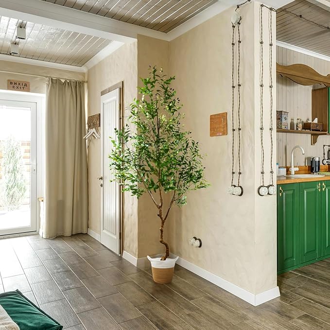 Warmplants 8ft Artificial Olive Tree, 96” Tall Fake Plant with Basket, Indoor Outdoor Faux Large Olive Silk Tree for Home Office Living Room Decor (2400 Leaves)