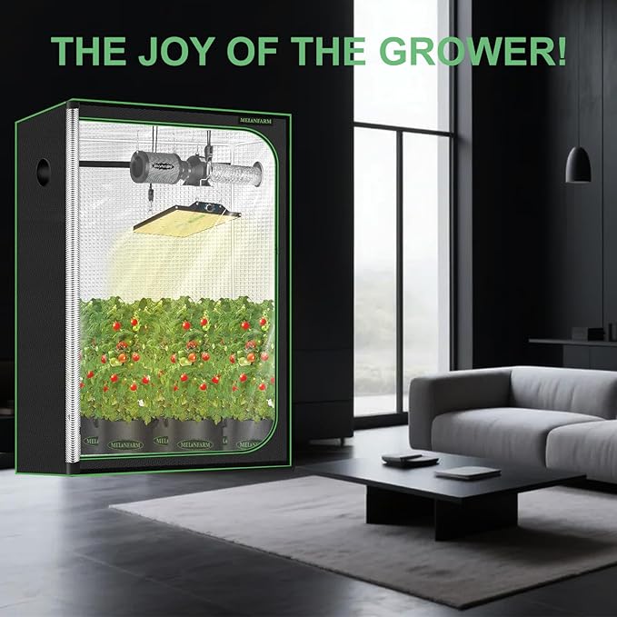 MELONFARM 4x2 Grow Tent, 48"x24"x60" Double Transparent Viewing Door Indoor Grow Tent, Growing Tent with High Reflective Mylar & Floor Tray, Plant Tent for Indoor Hydroponics Growing