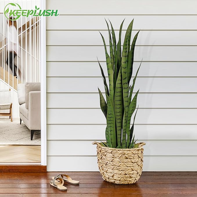 3ft Artificial Snake Plant – 36in Faux Sansevieria Plants, Fake Floor Plant for Indoor Outdoor