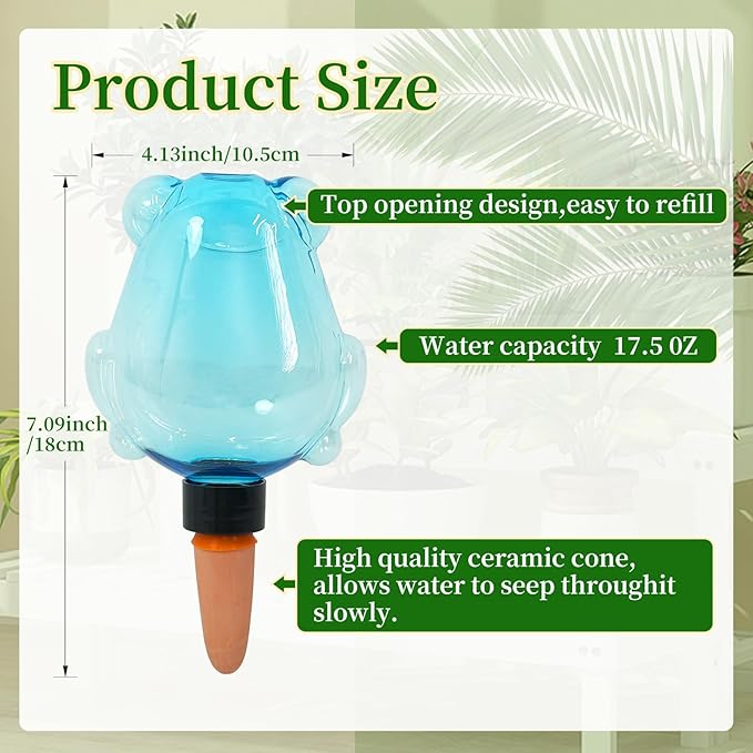 3 Pack Plant Self Watering Globes Top Fill for Indoor Plastic Water Bulbs Slow Release Terracotta 13oz Self Watering Planter Insert Automatic Drip Irrigation Water Spikes Stakes Devices System