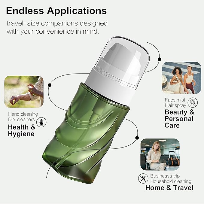 RNOAFMU 2 Pack Small Spray Bottle 2oz/60ml, Travel Size Mini Fine Mist Spray Bottles, Leakproof & Refillable Empty Spray Bottle for Hair, Face, Plant and Cleaning