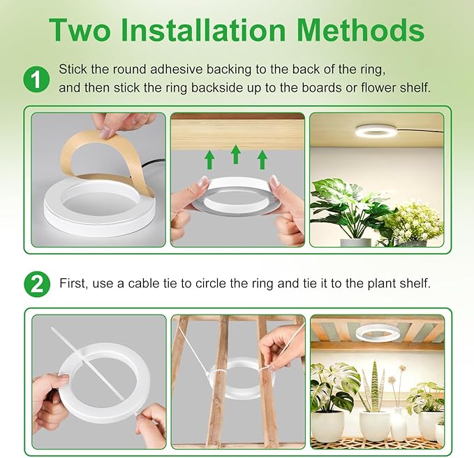 4.72in Indoor Plant Grow Lights, Full Spectrum Grow Lamp, Warm+White LEDs Plant Growing Light for Cabinets and Plant Shelf, with 6/12/16H Timer, 3 Lighting Modes, 10 Brightness Levels, 2 Head
