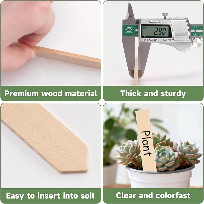 KINGLAKE 50 Pcs 6" Wood Plant Labels,Wooden Garden Plant Tags,Wooden Plant Labels Waterproof Garden Plant Markers,Garden Labels Sticks,Garden Name Stakes for Plants,Vegetable Garden