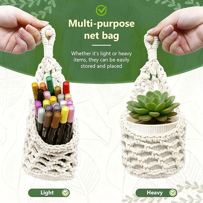 Macrame Wall Plant Hanger, Hanging Planter Basket Holder, Wall Planters for Indoor Plants, for Up to 4 Inch Pot (Ivory, 4-Inch)