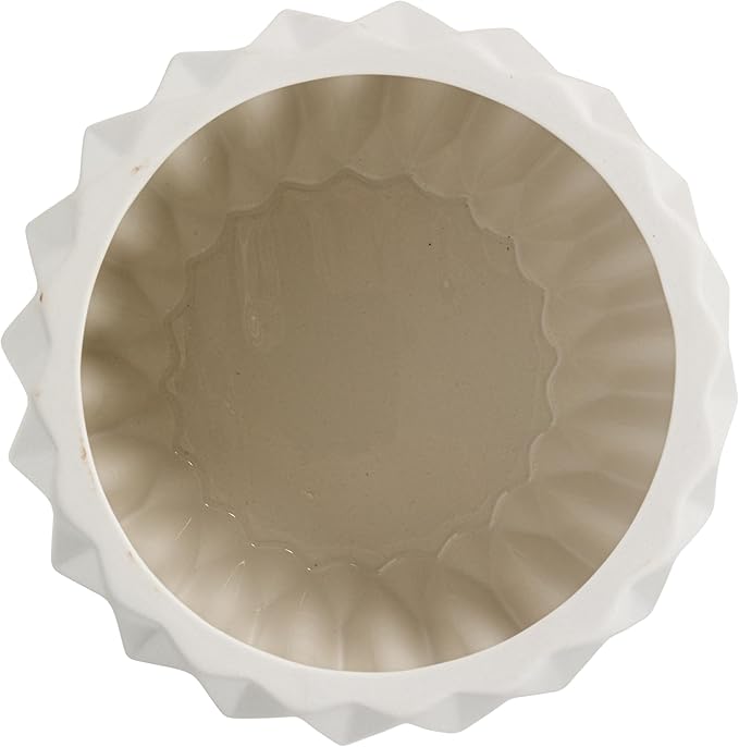 Bloomingville White Fluted Stoneware Flower Pot