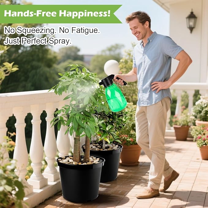 RooTrimmer 5-Gallon Nursery Pots 5P with 0.5 Gallon/2L Electric Spray Bottle, Plant Containers with Drainage Holes, Round Sturdy Garden Planters for Indoor/Outdoor Greenery
