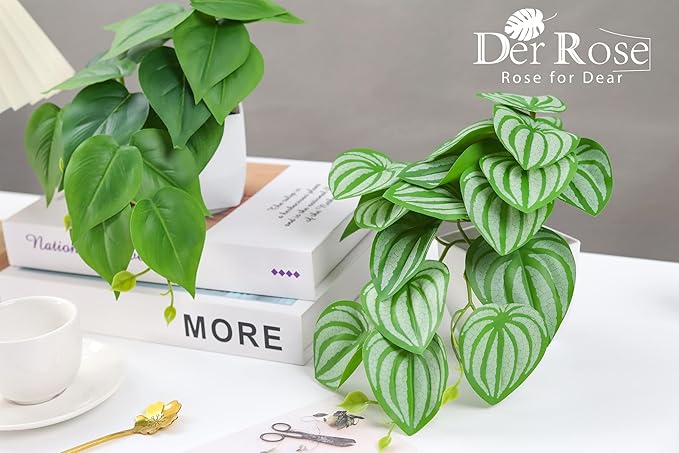 Der Rose 2Pcs Small Fake Plants Artificial Mini Faux Plants for Bathroom Office Desk Shelf Table Accessories Decor Indoor