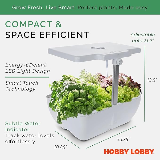 Smart 12 Pod Herb Garden Planter Indoor Kit for Growing Basil, Mint, Thyme & More - Self Watering Indoor Garden Hydroponics Growing System w/ Health Tracker - Low Maintenance Home Gardening Gifts
