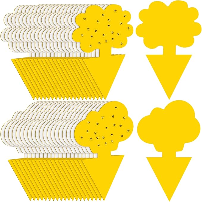 200 Pack Fruit Fly Sticky Traps for Indoor and Outdoor, Yellow Gnat Killers Sticky Traps for Mosquitos, Flying Insect for Protecting Plant