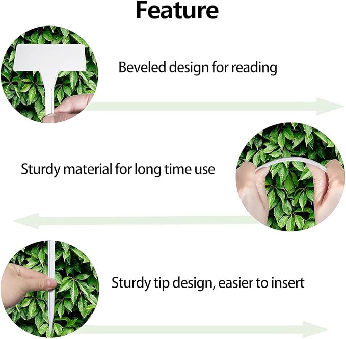 DaTpuik Yellow 30 Pack Outdoor Tall Plant Label, Large Waterproof Plastic Plant T-Type Tags, Durable Nursery Garden Markers, Perfect for Herbs, Flowers, Vegetable with Marking Pen (Height 11.8'')