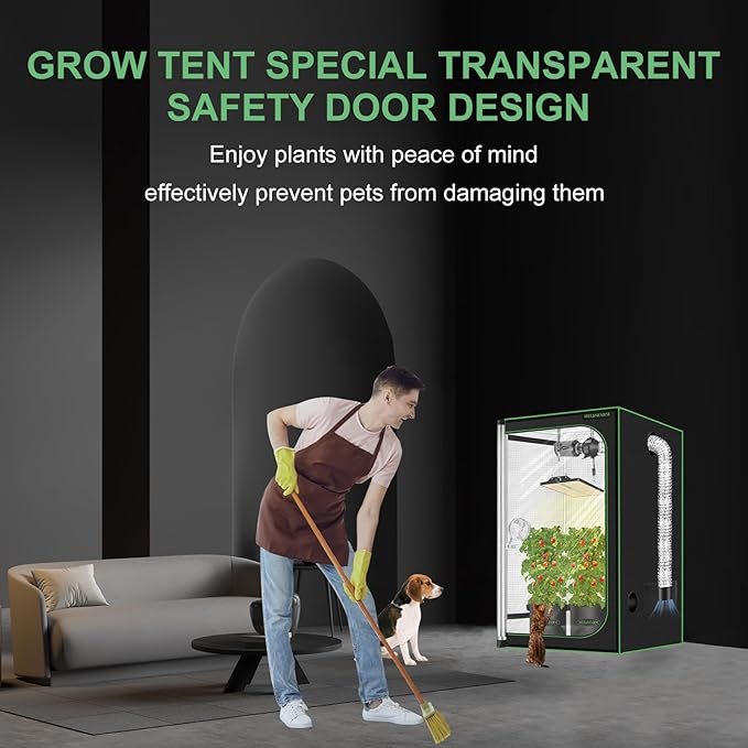 MELONFARM 2x2 Grow Tent, 24"x24"x63" Double Transparent Viewing Door Indoor Grow Tent, Growing Tent with High Reflective Mylar & Floor Tray, Plant Tent for Indoor Hydroponics Growing