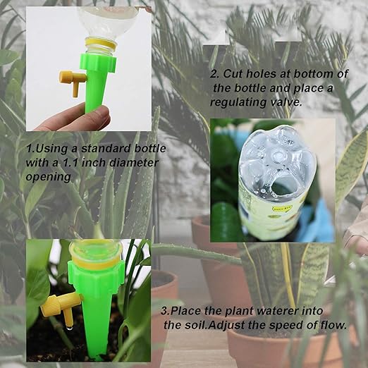 LABOTA 24 Pack Self Watering Spikes for Plants,Automatic Plant Waterer Indoor,Adjustable Drip Irrigation Devices for Outdoor & Garden