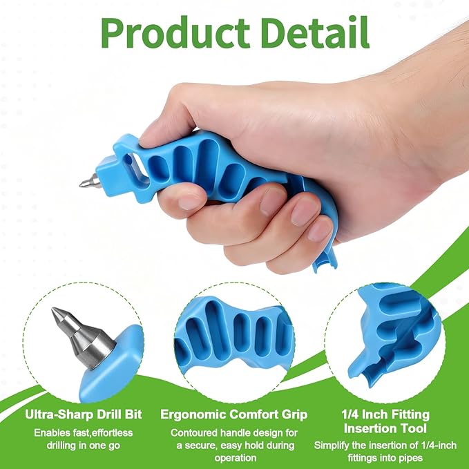 RedChili 2-in-1 Drip Irrigation Tubing Hole Punch Tool Fitting, 2 Pack 1/4 Inch Insertion Tool Set for 1/4" Connectors & Emitters Professional Drip Line Hole Puncher Accessories for Easy Installation
