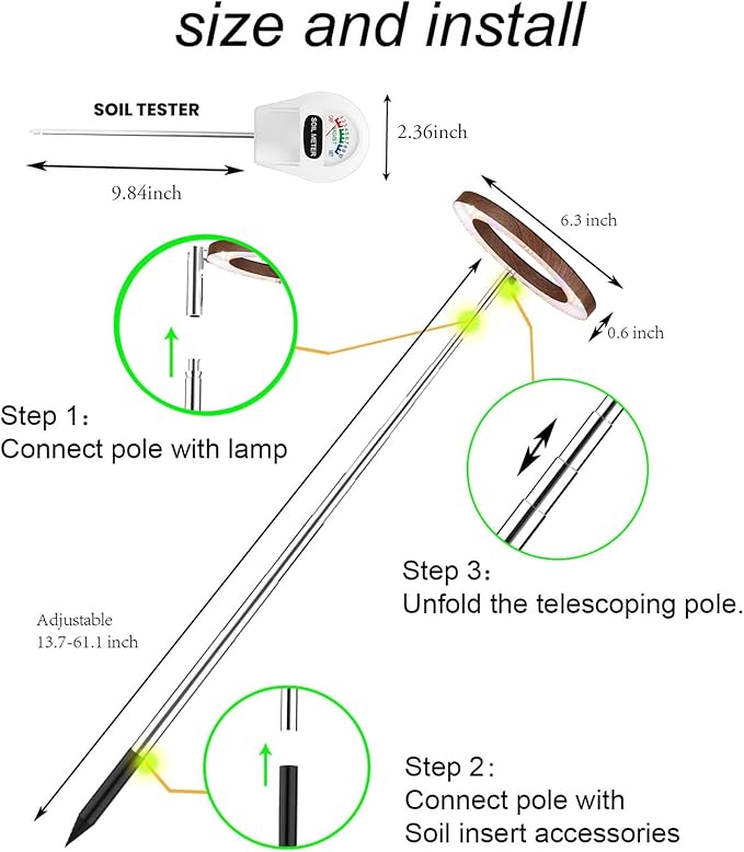 yadoker Plant Grow Light, LED Growing Light Full Spectrum for Indoor Plants, Paired with a Soil Tester,Height Adjustable, Automatic Timer, 5V Low Safe Voltage,Idea for Large Plant Light