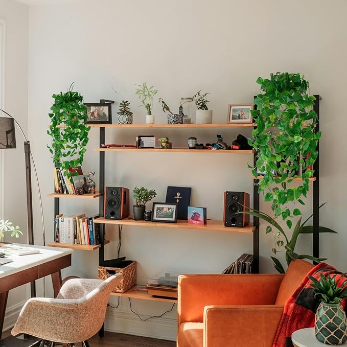 Fake Hanging Plants Vines(4pcs)for Room Decor, Artificial Ivy Greenery Garlands for Home Bedroom Living Aesthetic Kitchen Office Wall Patio Bookshelf,Indoor,Outdoor Farmhouse Decorations(No Basket)