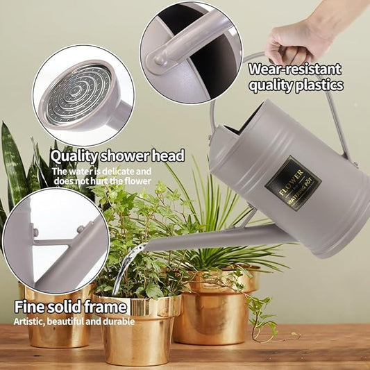 0.5 Gallon Small Watering Can for Outdoor Indoor Plants for House Plants, 12 oz Glass Plant Mister Spray Bottle for Bonsai Garden Flowers (Grey)