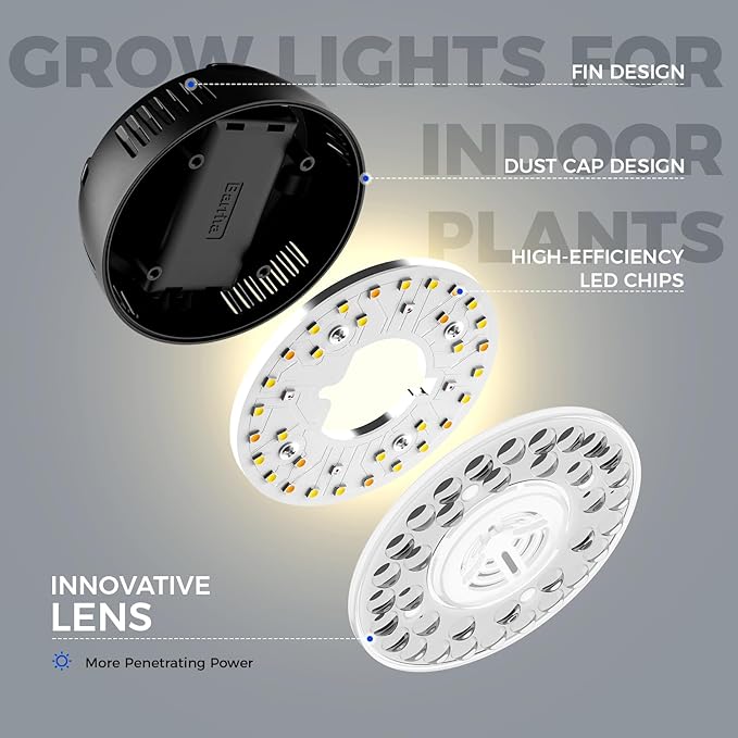 Barrina Orbgrow OG09 Puck Grow Light with Timer, 660nm Red LEDs, 54W(6 x 9W, 810 Watt Equiv), Full Spectrum Plant Light for Indoor Plants, Magnetic & Linkable, 5 Levels Dimmable, 6 Packs, Black