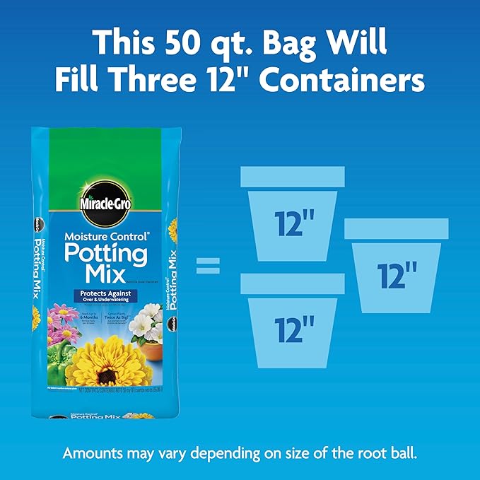 Miracle-Gro Moisture Control Potting Mix - Plant Soil for Container Plants, Protects Against Over- and Under-Watering, 50 qt. (39-Bag Pallet)