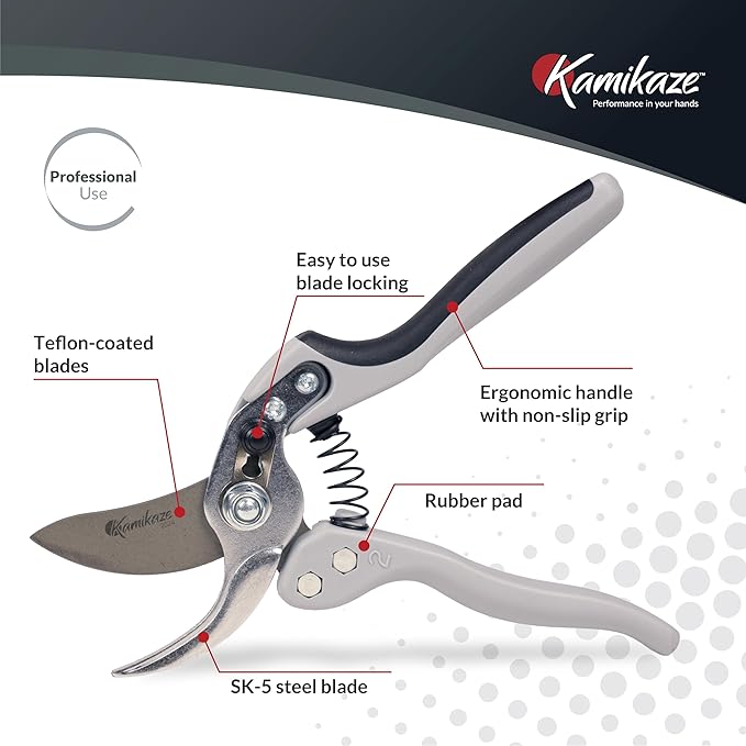 Heavy-Duty Professional Pruning Shears for Gardening, Large-Size Ergonomic Handle to Reduce Hand Fatigue, SK5 High-Carbon Steel Blade, Cuts Branches Up to 1 Inch, Garden Clippers for Tree Trimming
