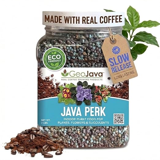 Java Perk Indoor Plant Food: A Slow‑Release Fertilizer with Complete NPK & Micro-Nutrients with Real Coffee for Houseplants, Indoor Herbs & Container Gardens - Odorless, Easy & Long‑Lasting (2 lb)